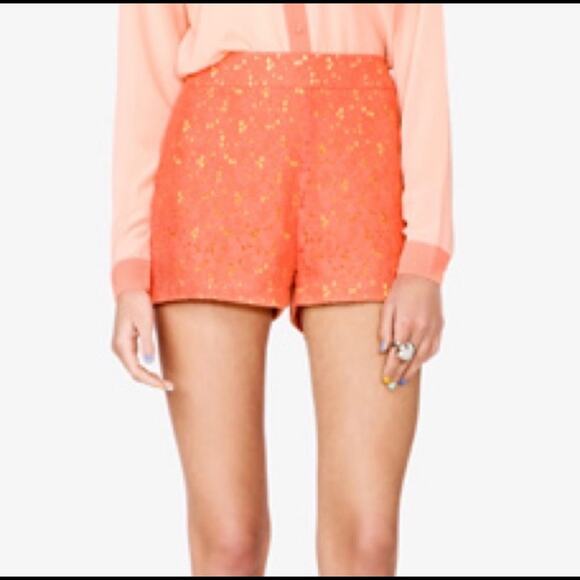 Forever 21 Exclusive High Waisted Orange Lace Shorts Women's Size Large Mom Rise - Picture 2 of 7